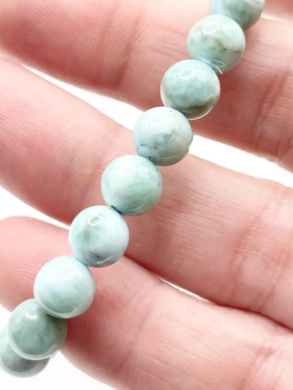 Larimar Beaded Stretch Bracelet 7/8mm